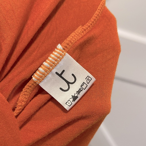 open back sparkle beads on center strap, pumpkin orange maxi dress knit stretchy - Picture 5 of 11